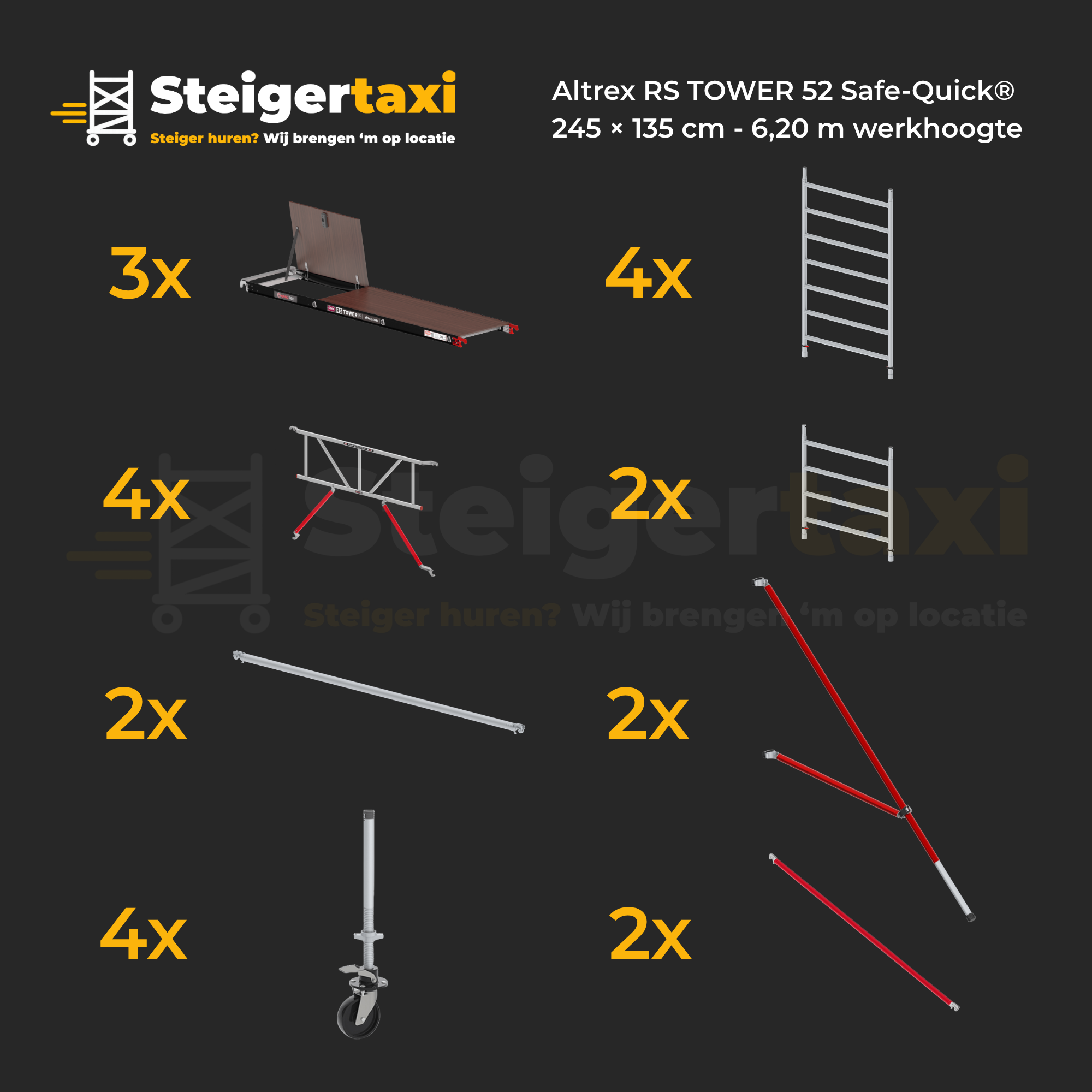 Altrex RS TOWER 52 Safe-Quick® Rolsteiger huren - 245 × 135 cm - 6,20 m werkhoogte