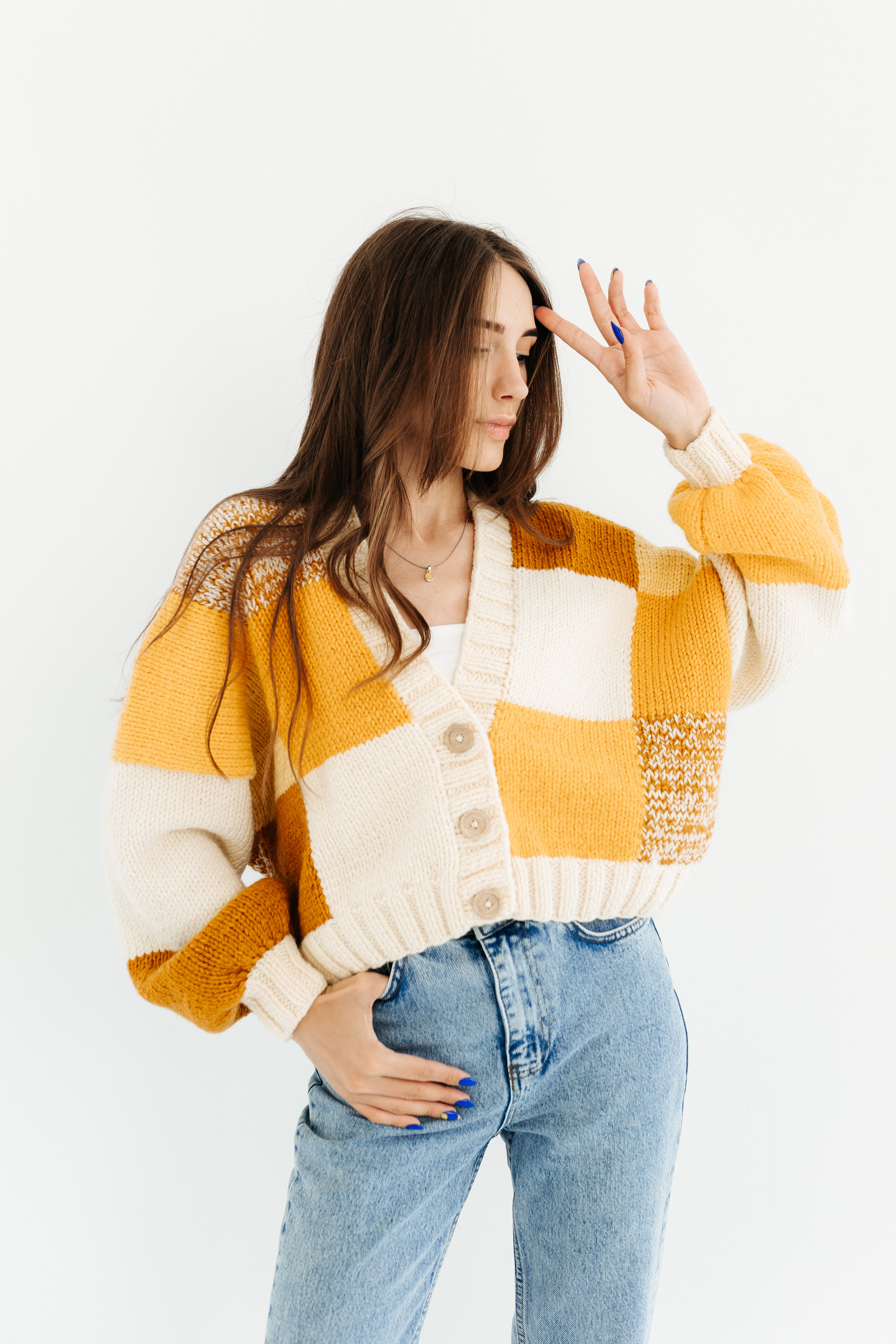 Кардиган у стилі Patchwork жовтий