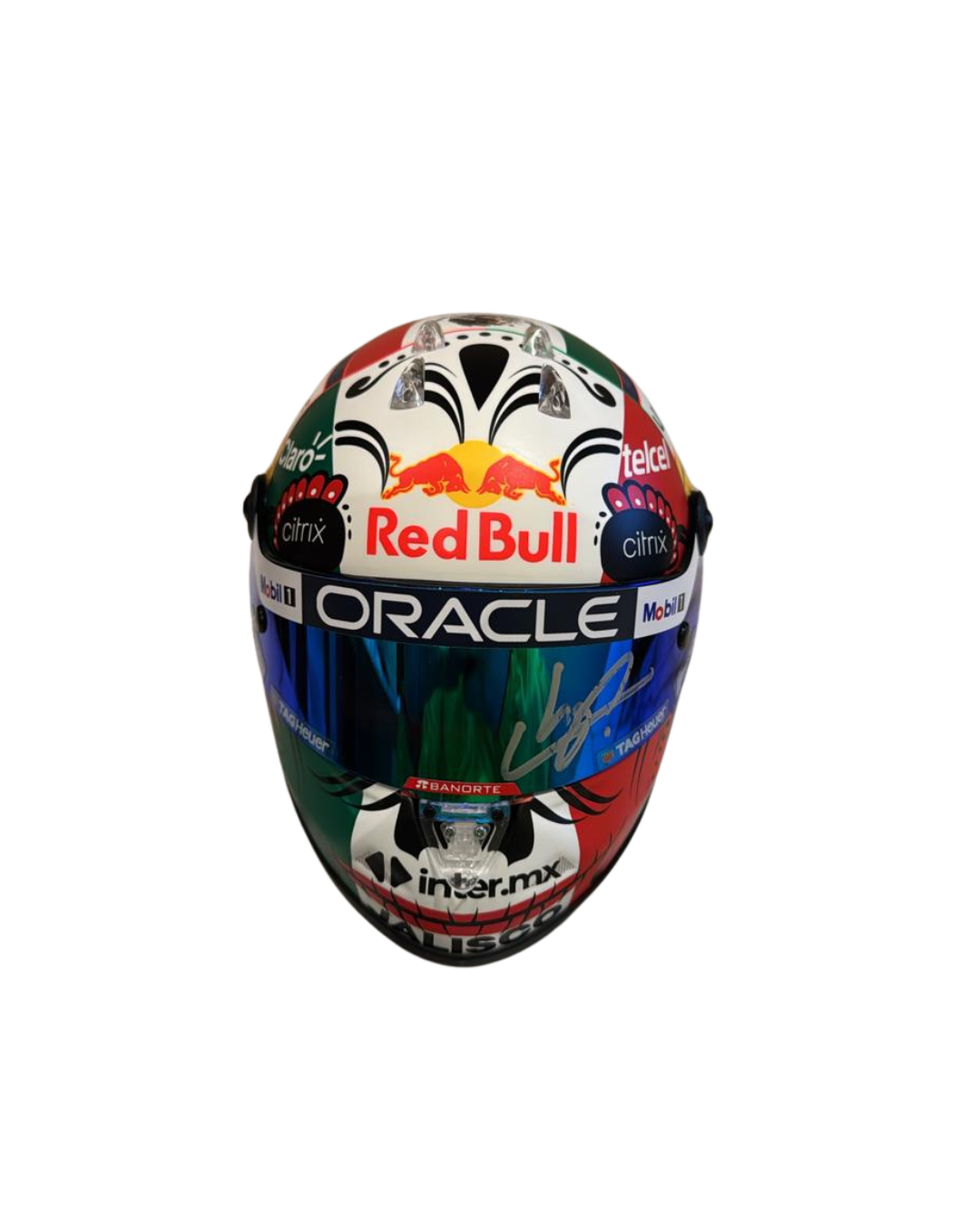 Casco RedBull Fórmula 1 Firmado por Sergio Pérez 2024 Escala 1-2 con Certificado de Autenticidad Beckett