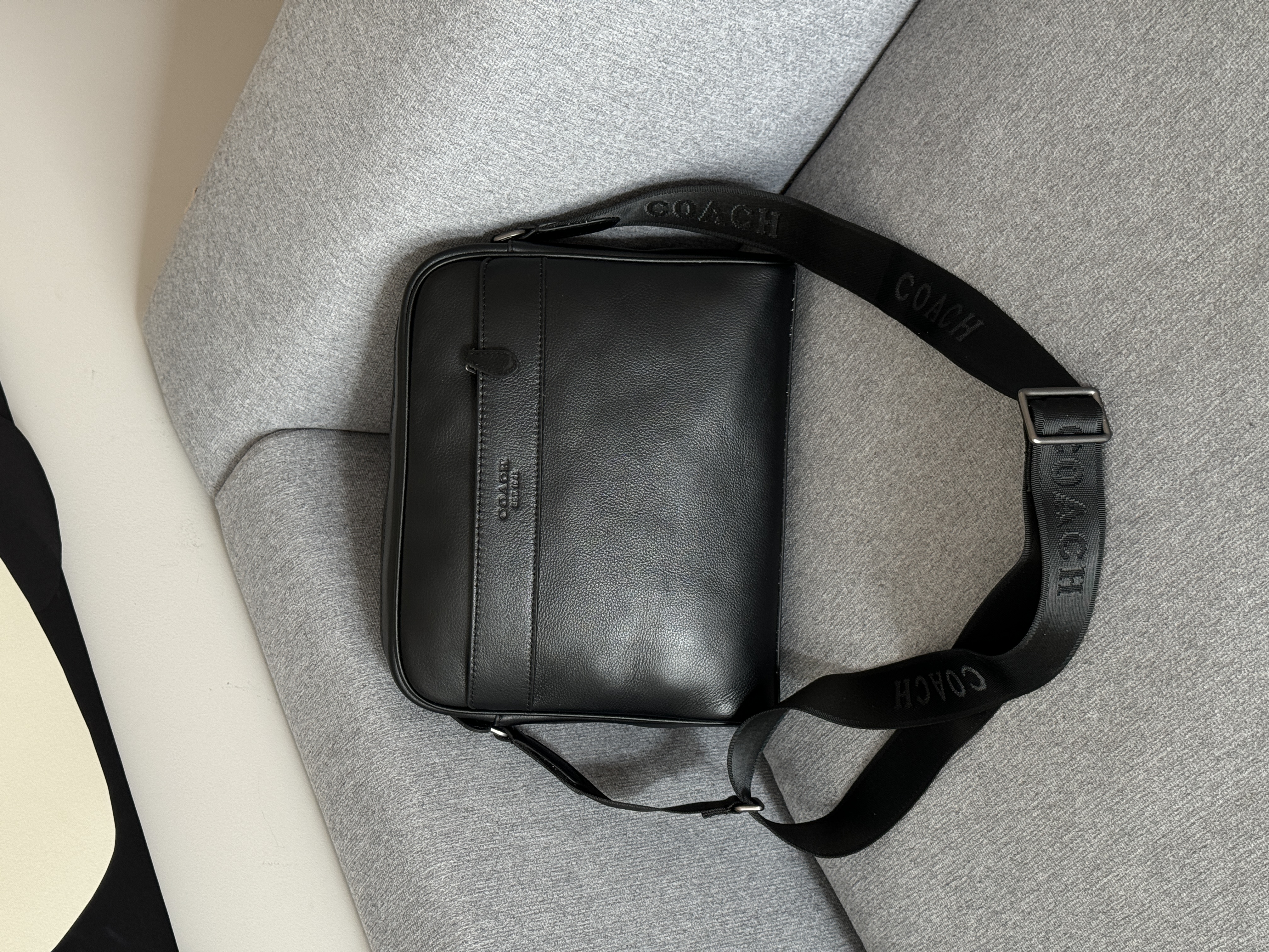 Coach Charles Camera Crossbody Messenger Bag Smooth Skin Black