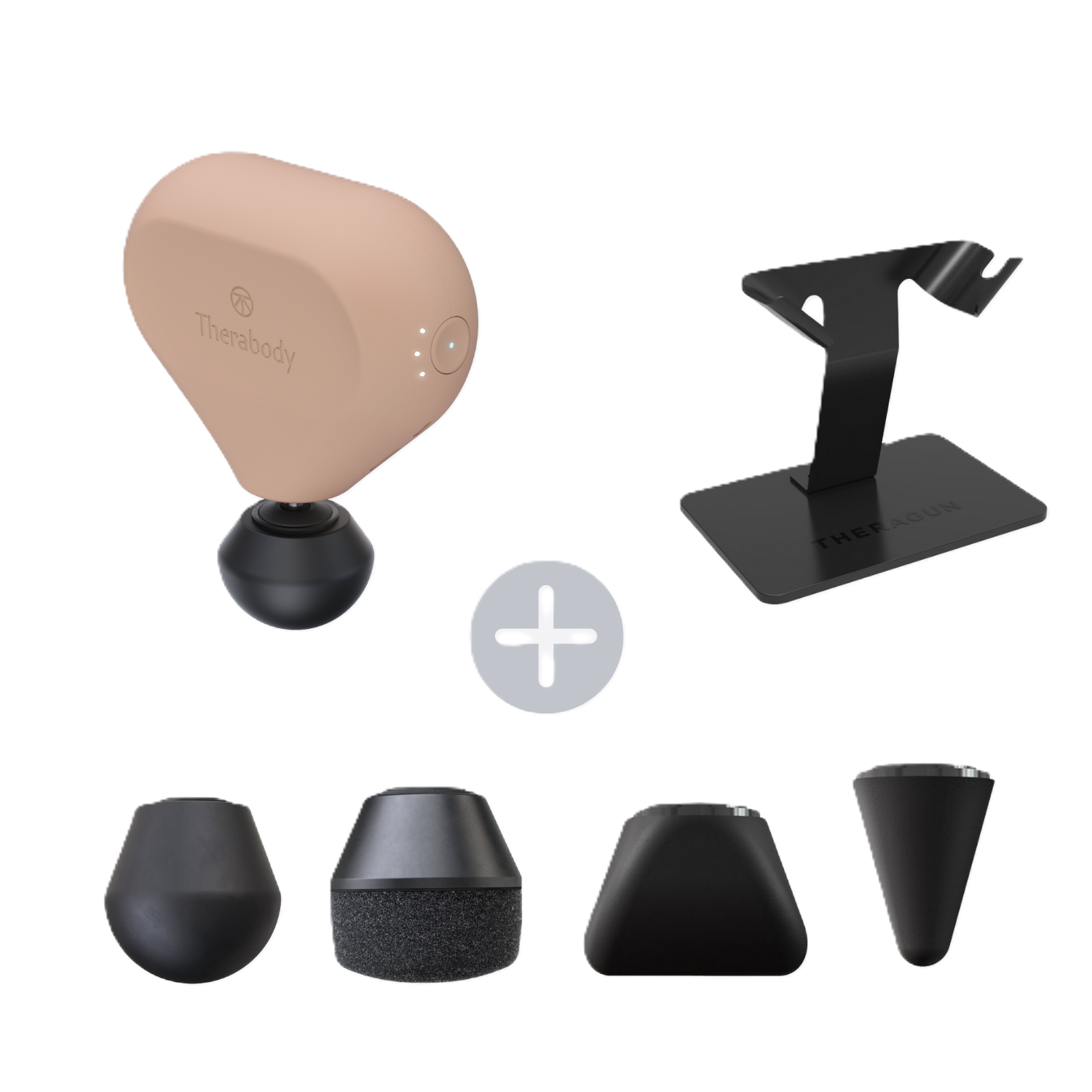 Комплект Перкусійний масажер Theragun mini, 2-е покоління, чорний + 4 додаткові насадки