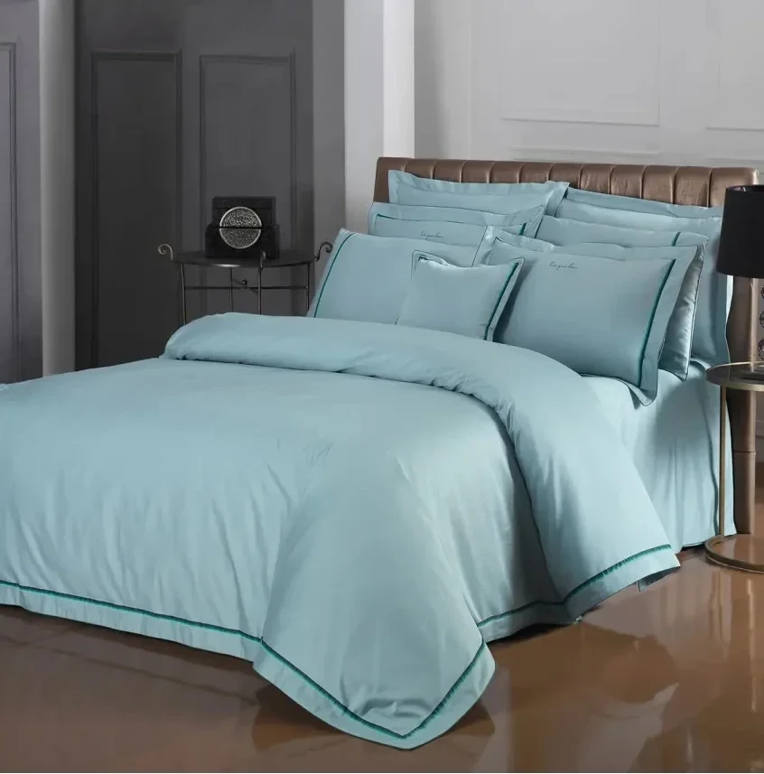 Комплект постільної білизни DEO Sarev сатин бавовна 800 тс 200х220 см. Бірюзовий