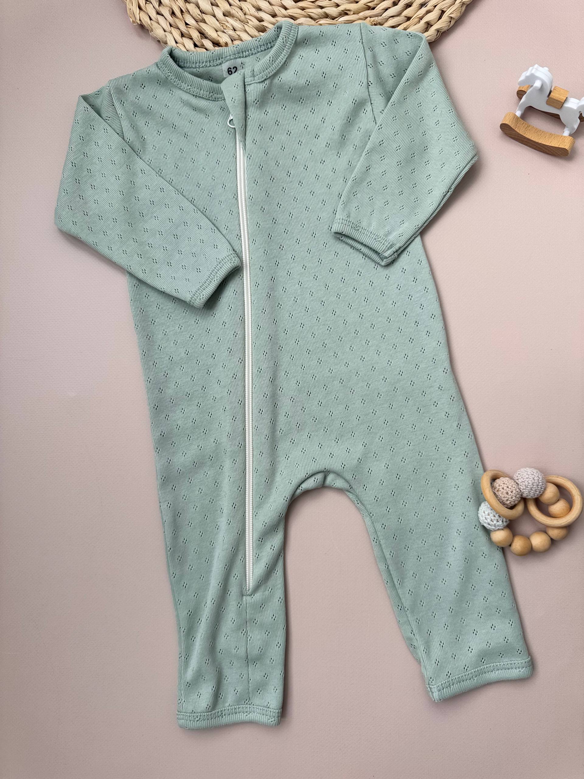 Чоловічок-ромпер на блискавці з відкритими ручками і ніжками для новонароджених 62 — інтерлок рубчик