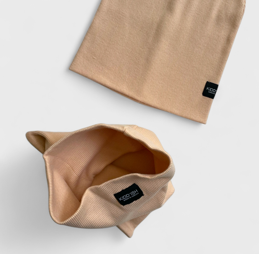 Базова шапка + снуд- бежевий