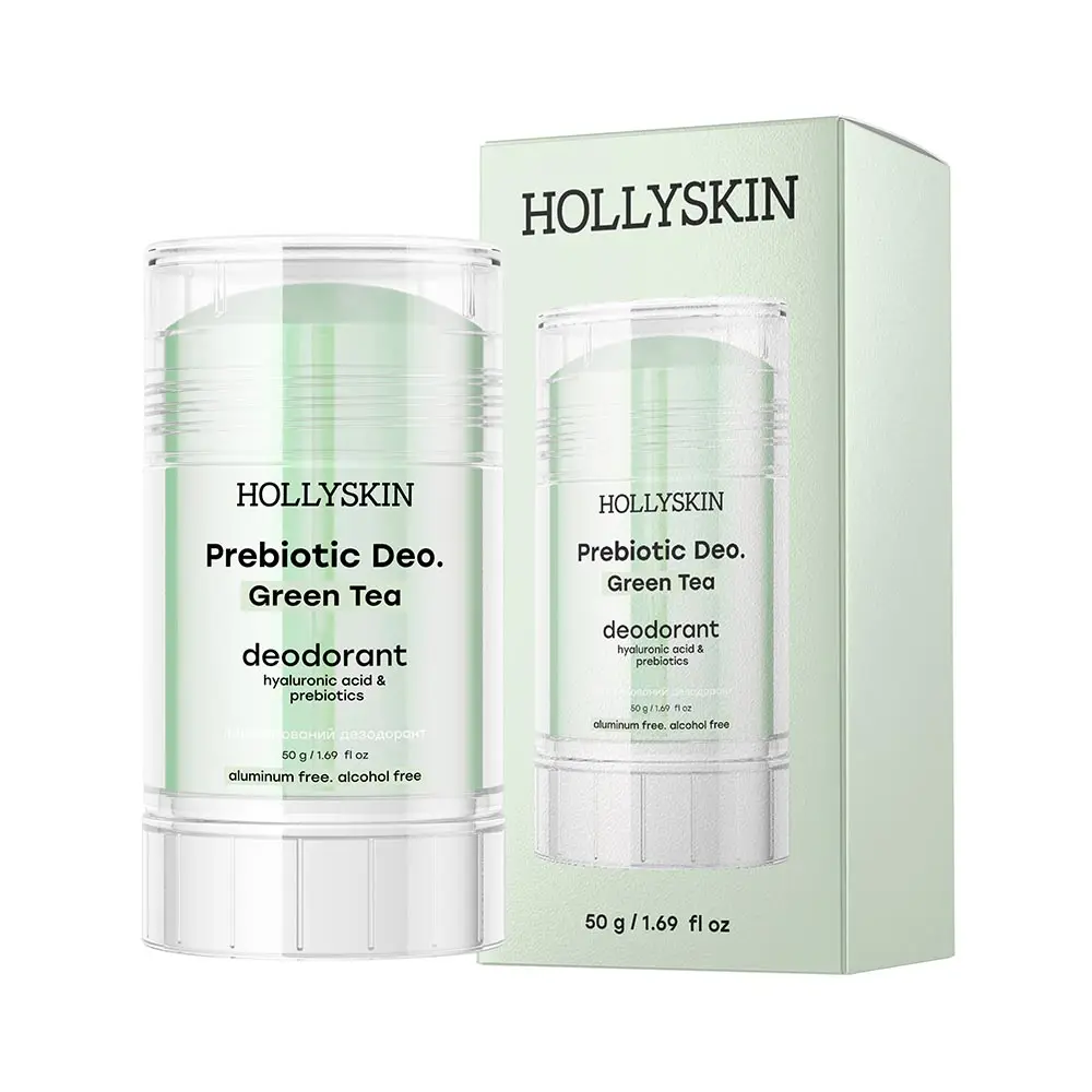 Парфумований дезодорант з гіалуроновою кислотою і пребіотиками HOLLYSKIN Prebiotic Deo. Green Tea