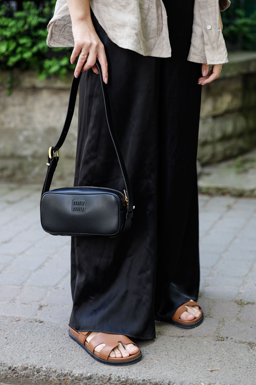 Miu Miu Nappa Leather Shoulder Bag Black