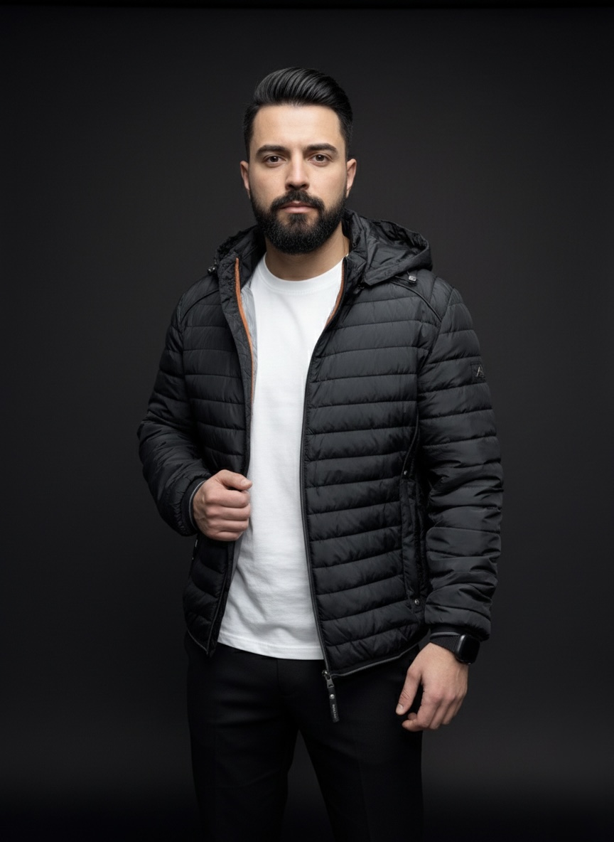 Демісезонна чоловіча куртка зі знімним капюшоном black