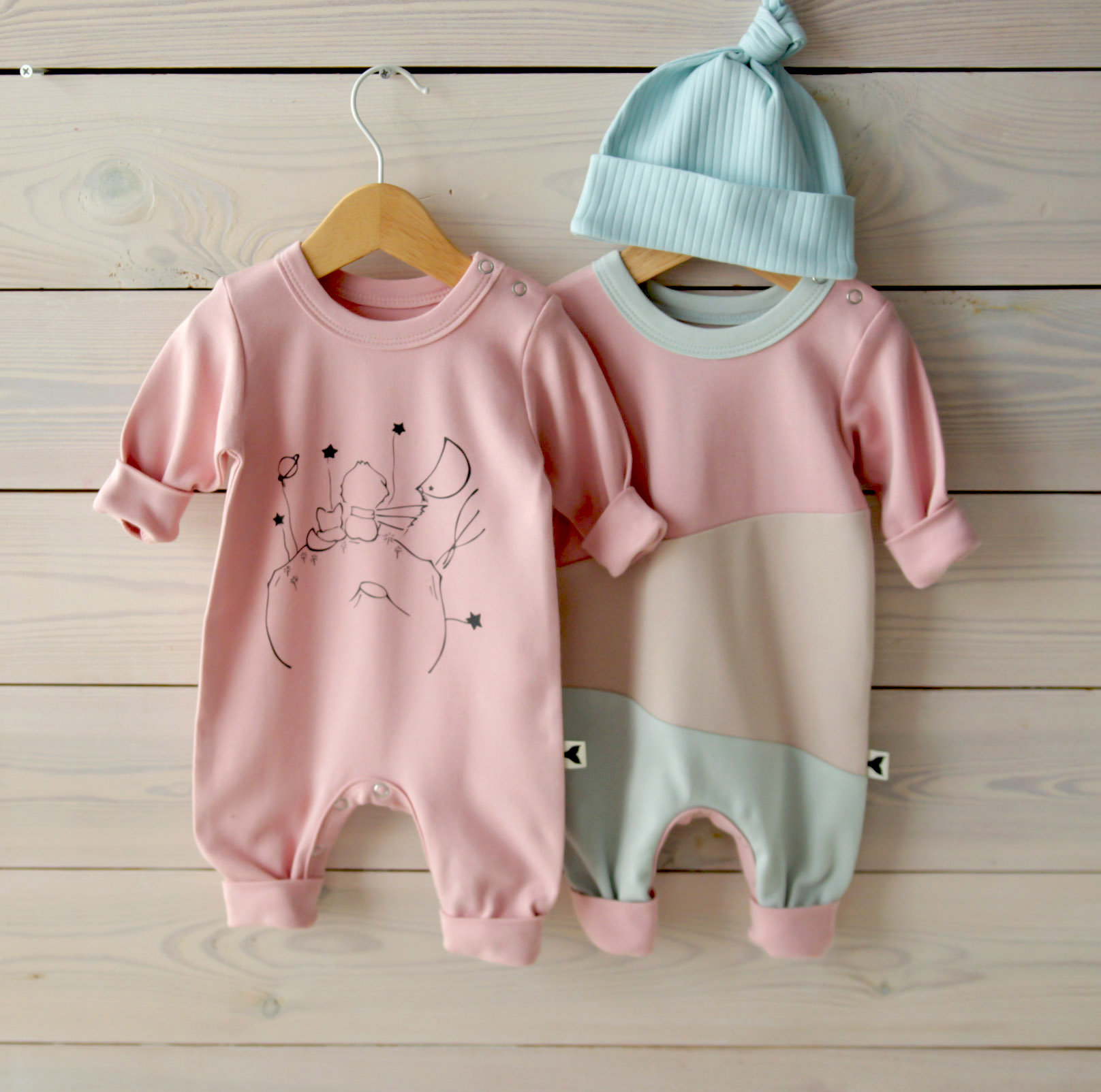 Комплект ромперів з Маленьким Принцем. Рожевий