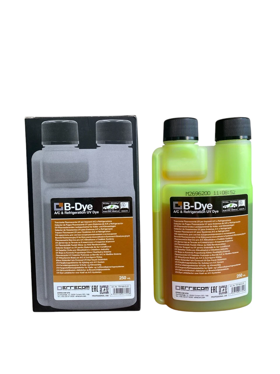 B-Dye UV  250 ml Детектор витоку фреону флуоресцентна фарба барвник Errecom