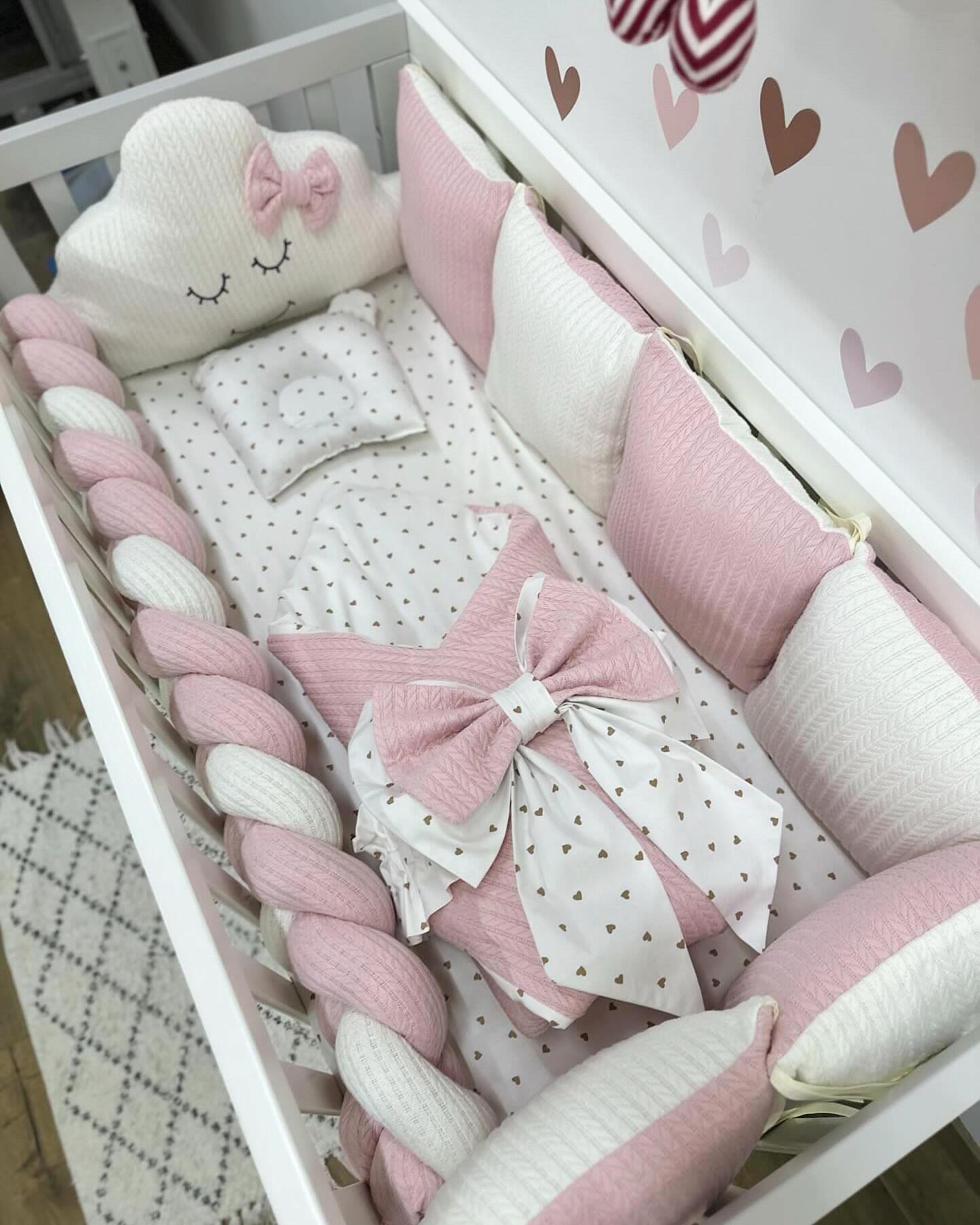 В ліжечко набір Babys «Хмаринка» рожевий сердечка