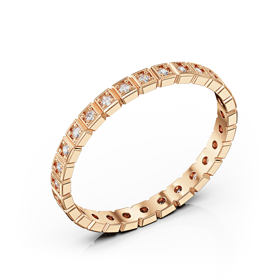 Eleganter Eternity-Ring aus 585er Rotgold mit Zirkonia-Steinen