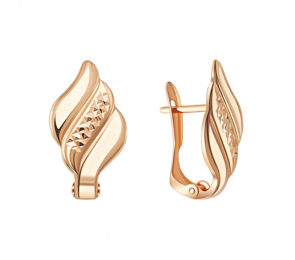 Goldene Ohrringe „Goldene Welle“ – 585er Rotgold mit Diamantschliff