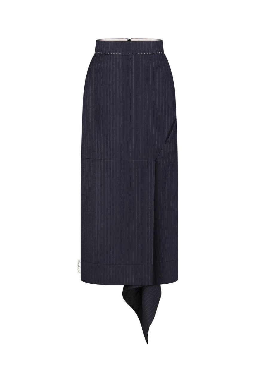 Asymmetrical wool skirt