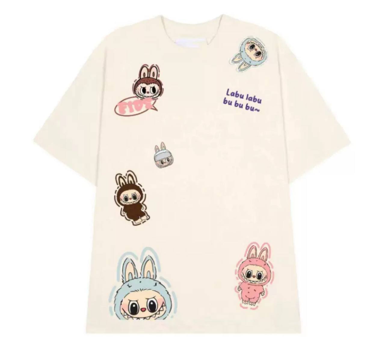 Футболка з Лабубу (Labubu) Oversize Бежева