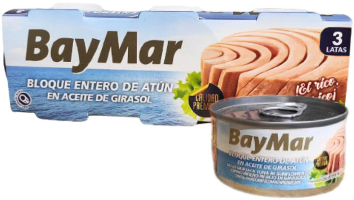 Упаковка тунця BayMar Atun en aceite girasol в соняшниковій олії 80 г х 3 шт