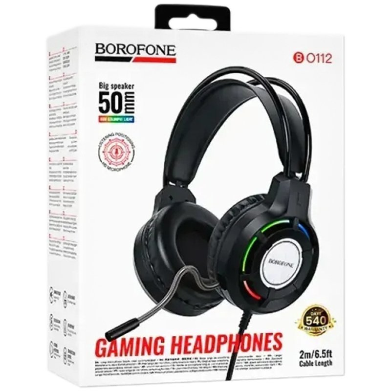 Навушники ігрові Borofone BO112 Wave + мікрофон Black