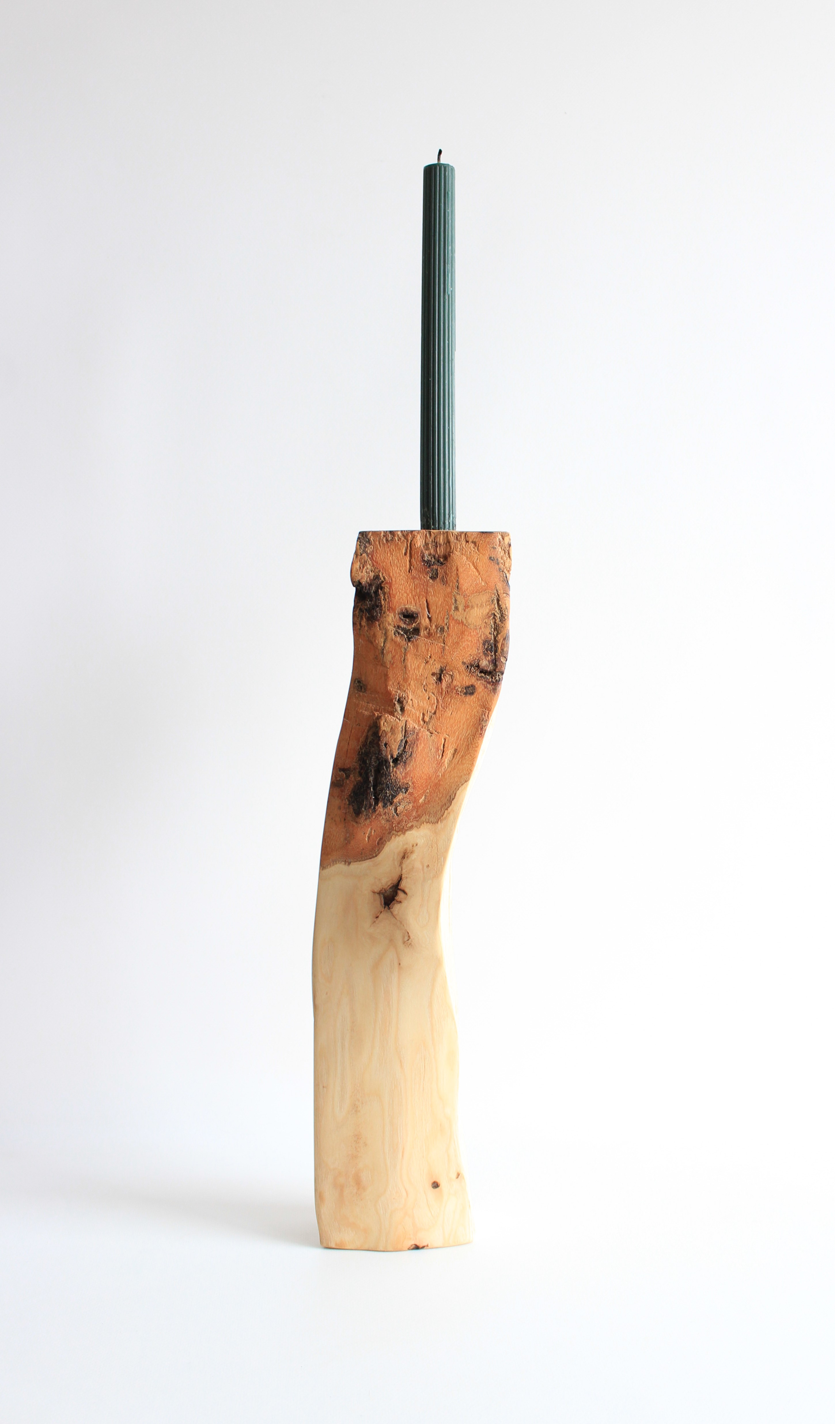 Decorative ash candlestick, diameter 8 cm, height 43 cm