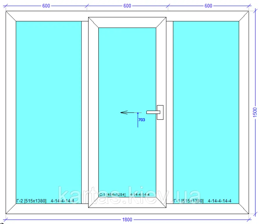 Розсувне вікно 1800*1500 профіль 76 мм