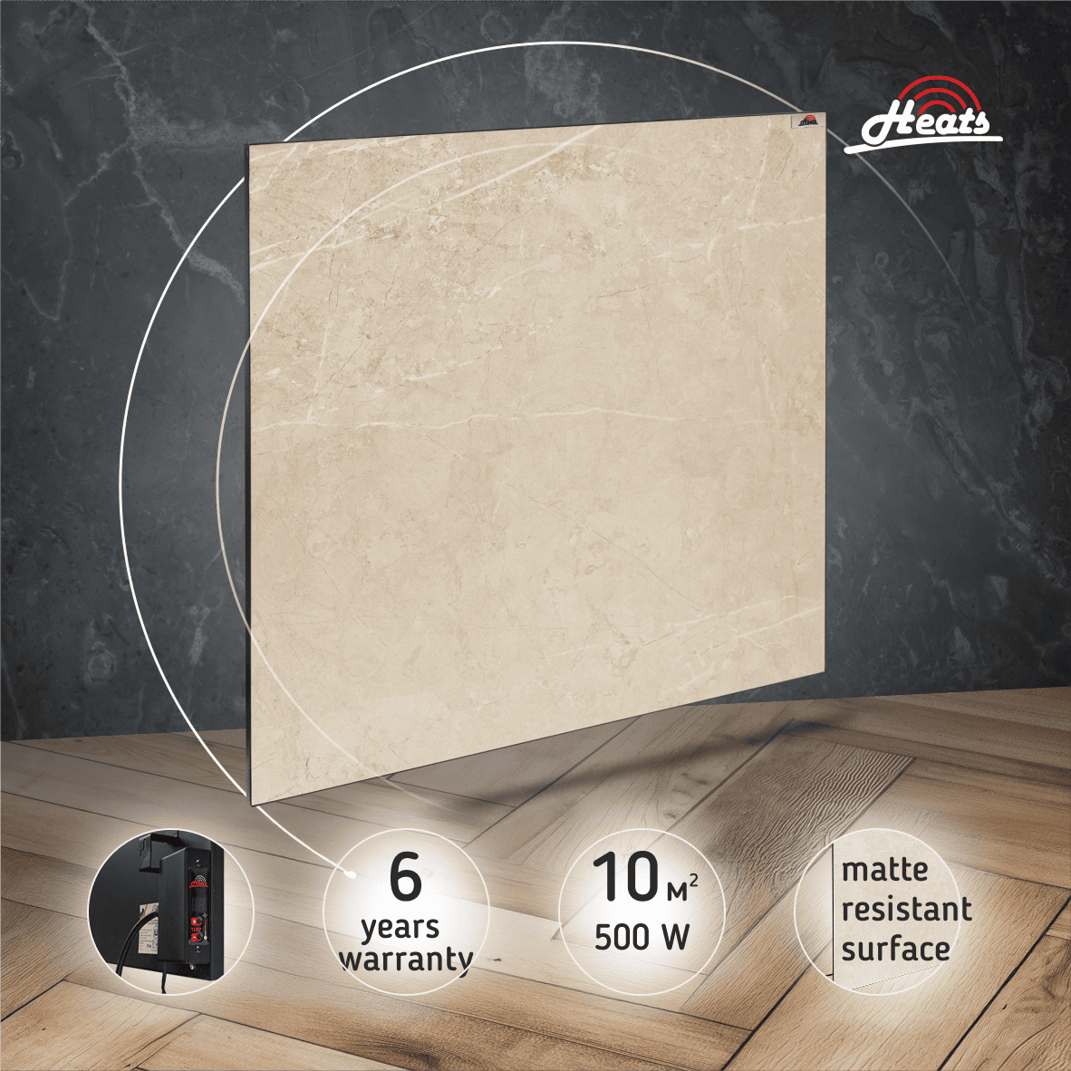 Ceramic Heater Heats 500 Stone with Thermostat