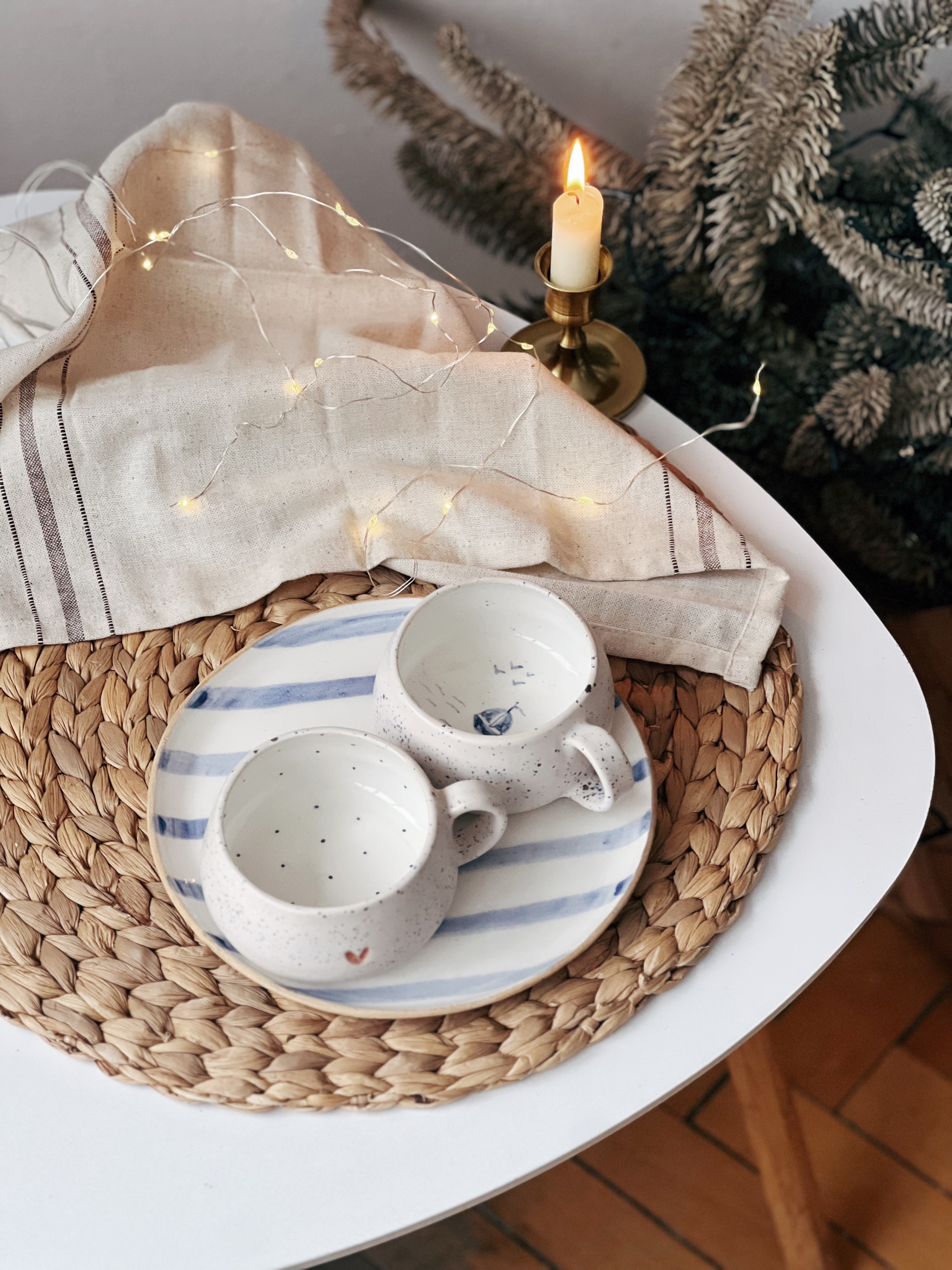 Набір тарілочка 19 см та 2 горнятка по 200 мл