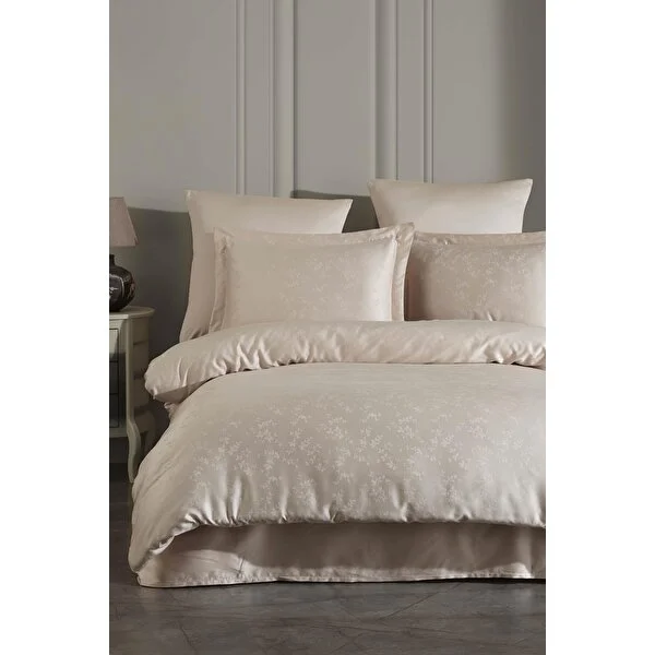 Комплект постільної білизни Laura Home Eva Tencel Cappuccino — жакардовий тенсель, 200×220 см