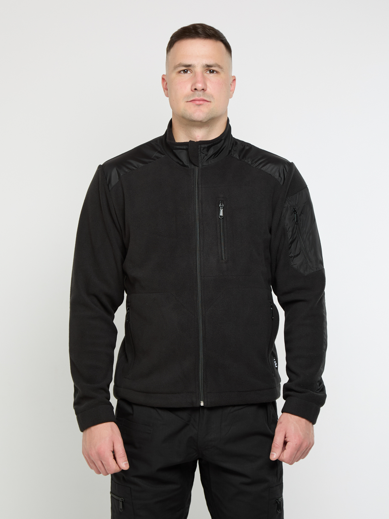 Флісова чоловіча кофта UKM чорна з посиленням