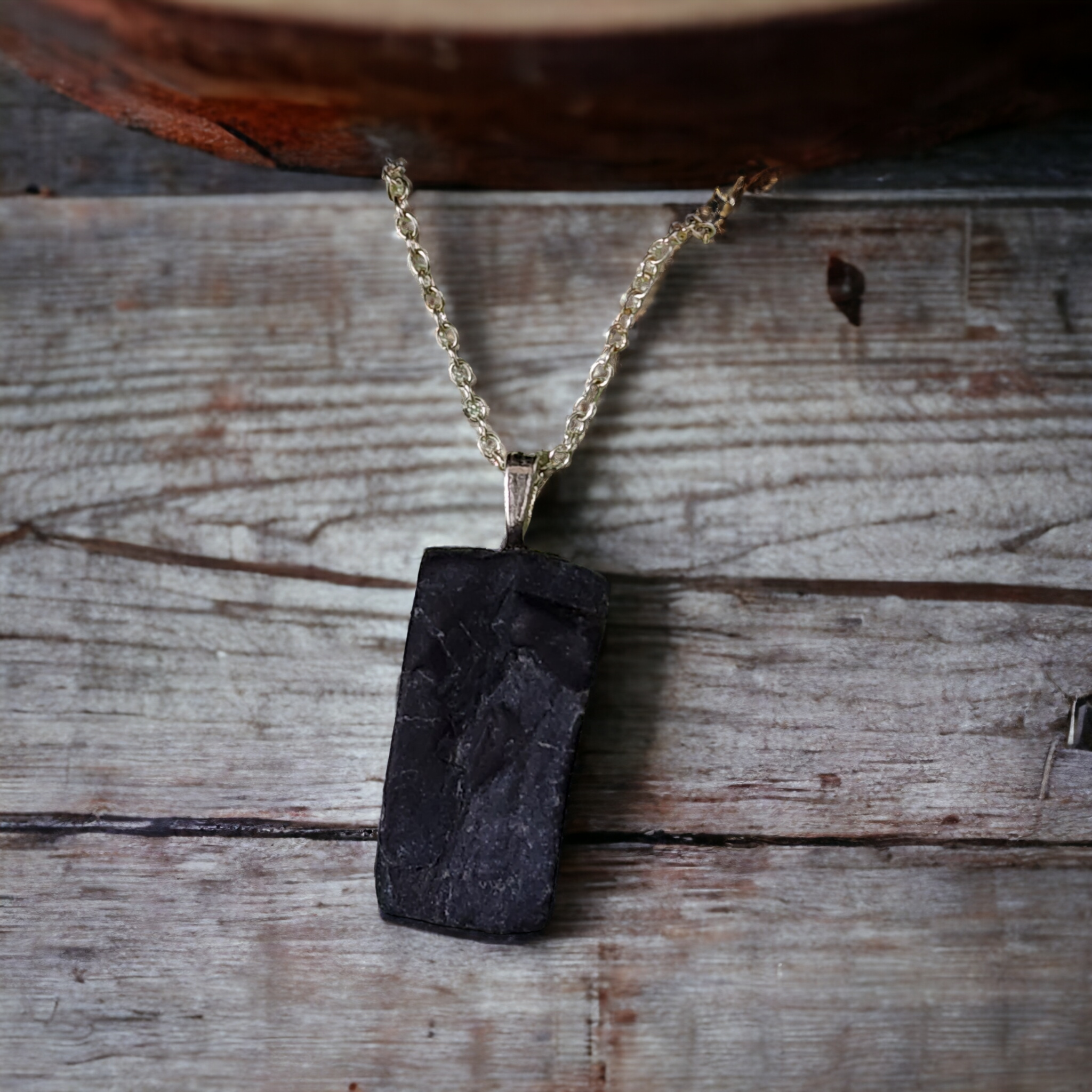 Black Rectangular Stone Necklace