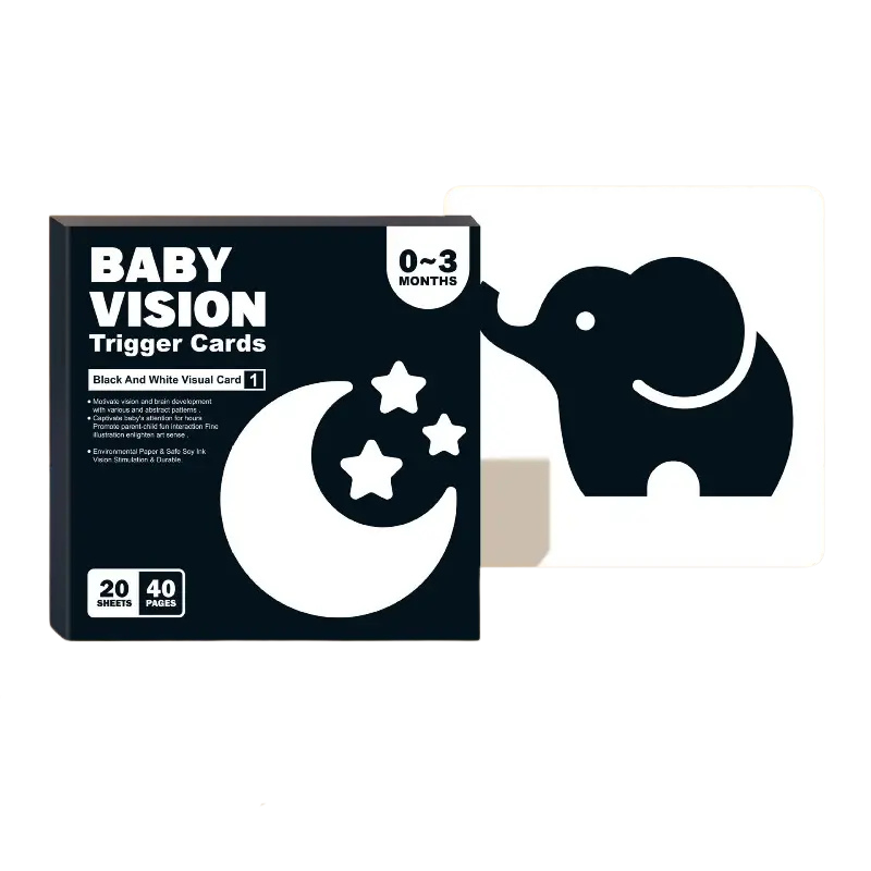 Чорно-білі картки для новонароджених — стимуляція зору 0–3 міс