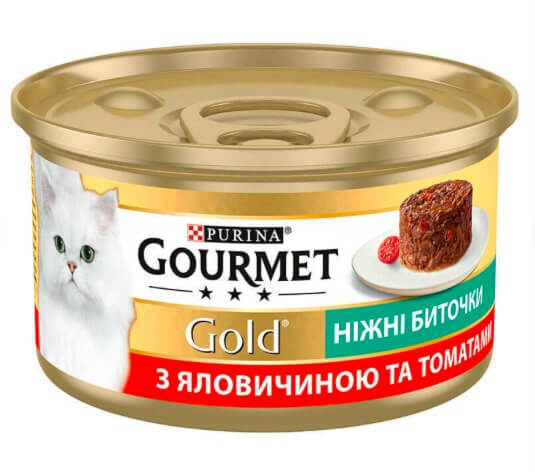 ГурмеГолд З яловичиною та томатами. 'Ніжні биточки'. Конс/кот 85г