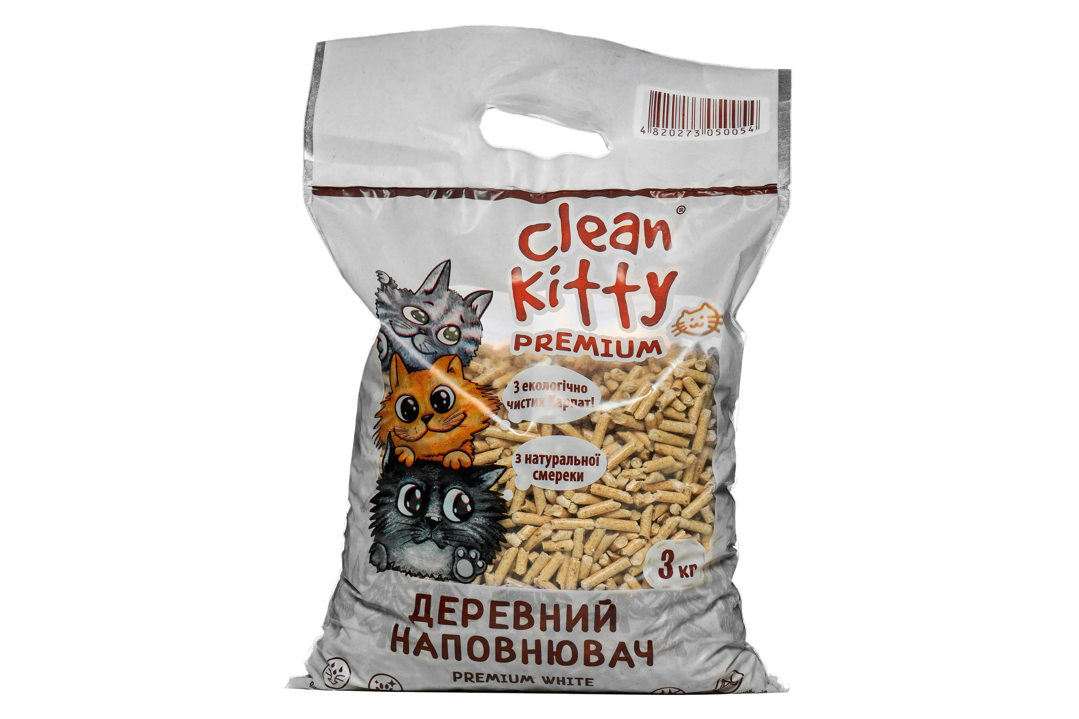 Clean Kitty Premium - світлий деревний наповнювач зі смереки, 3 кг