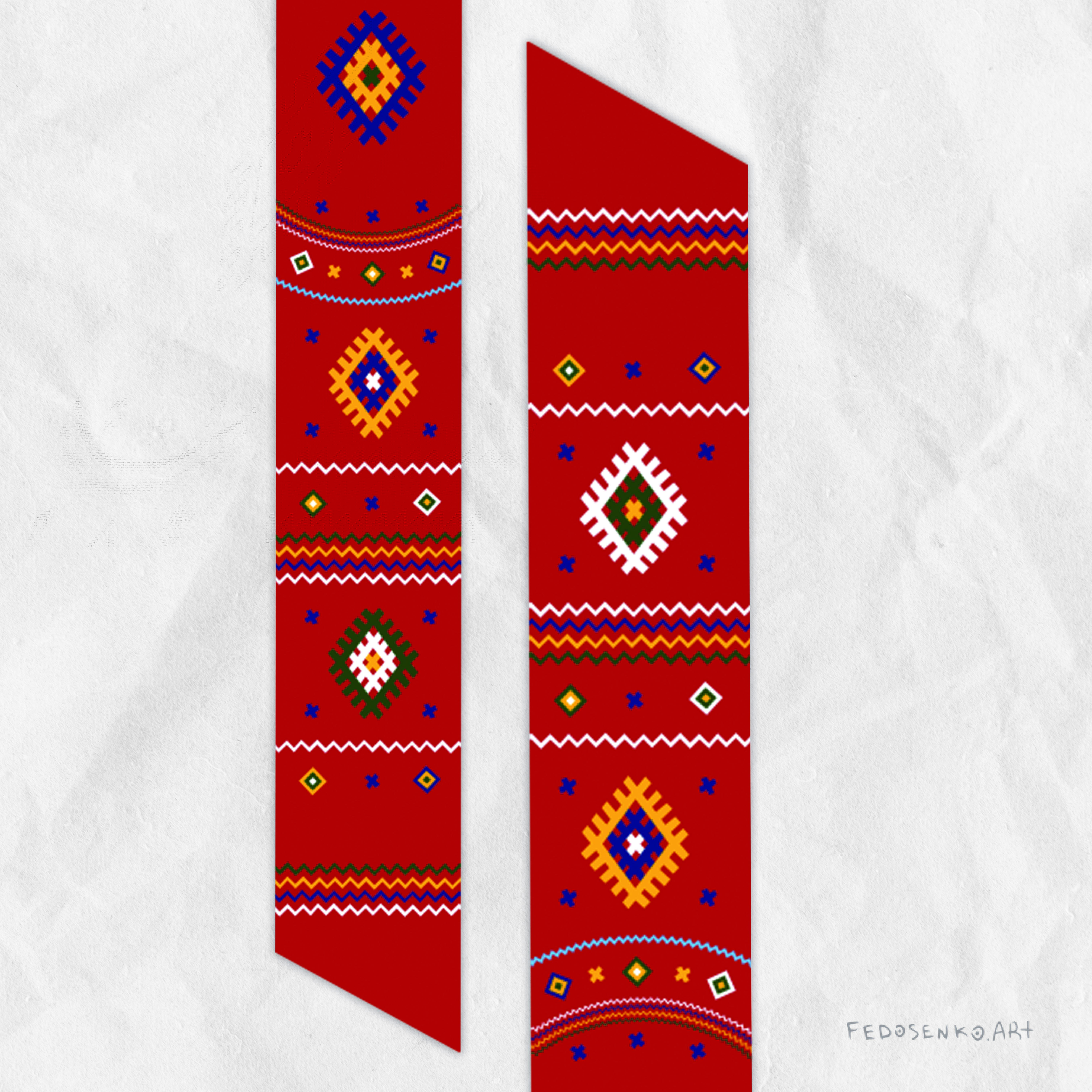 Шалик “Лемківський” Червоний 10х100