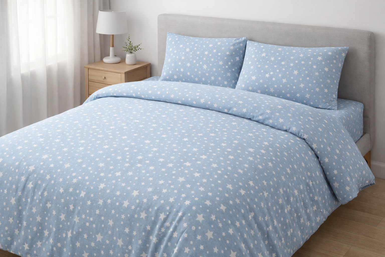 Постільна білизна ранфрс принт "Білі зірки на блакитному"