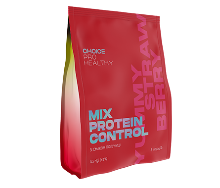 Mix Protein Control Yummy Strawberry, Полуничний низькокалорійний поживний коктейль 145 г (5 порцій)
