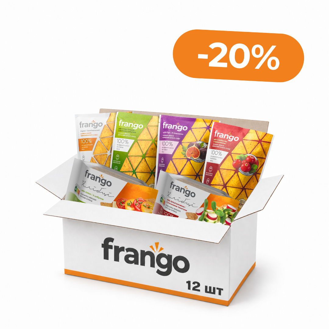 Акційний набір снеки+ хлібці (12 шт.) FRANGO -20%
