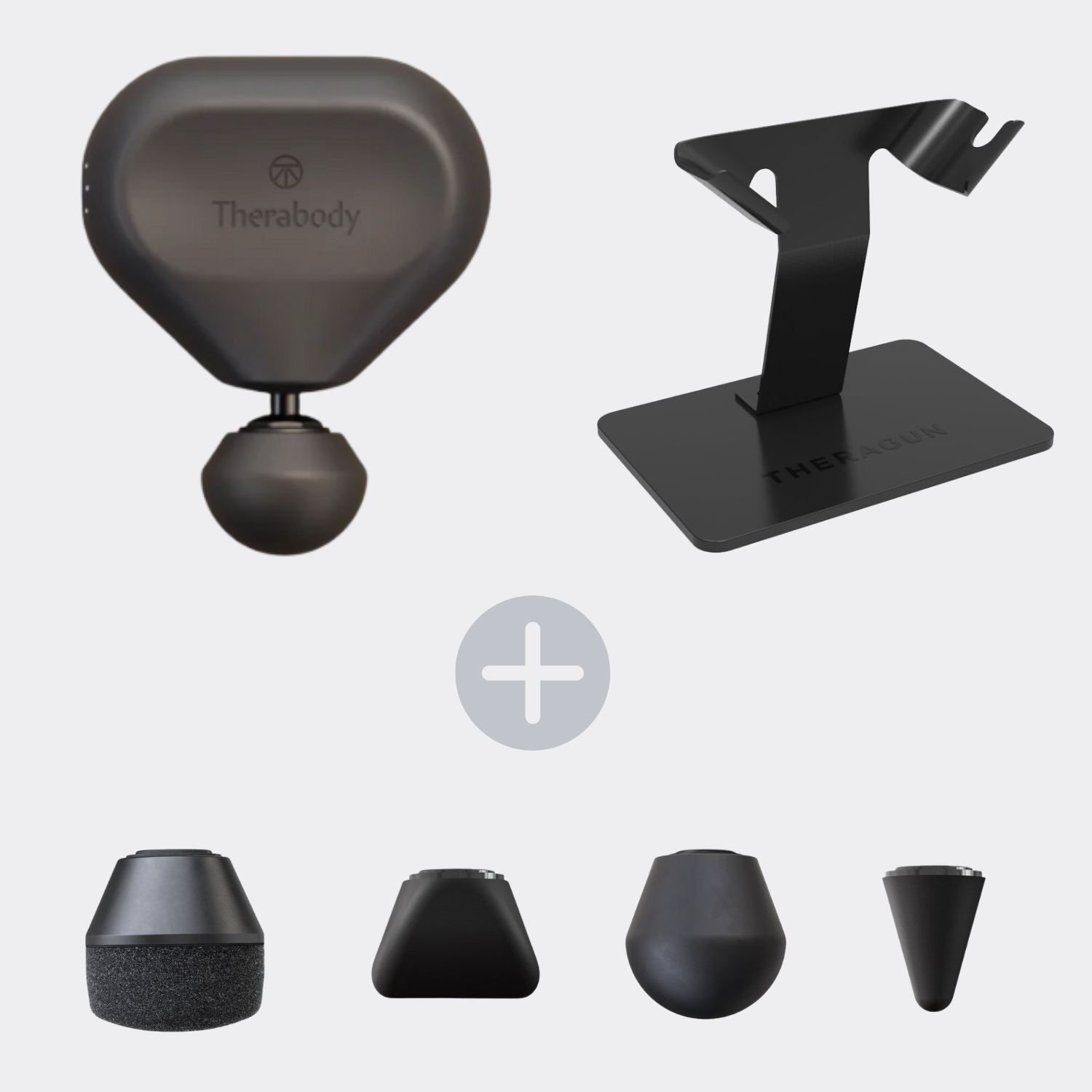 Комплект Theragun mini 3-го покоління + Стійка для зберігання + 4 додаткові насадки