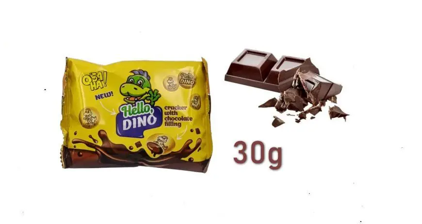 Крекер солодкий Обана Hello Dino з шоколадною начинкою 30 г
