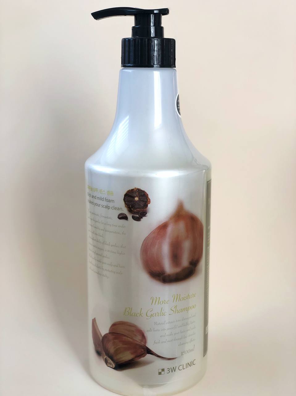 Зволожувальний шампунь для волосся з екстрактом чорного часнику 3W Clinic More Moisture Black Garlic Shampoo, 1500 мл