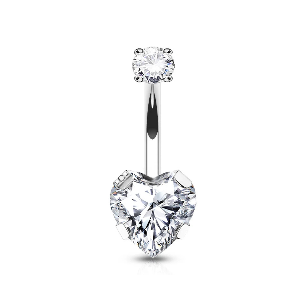 Heart-Shaped CZ Navel Ring