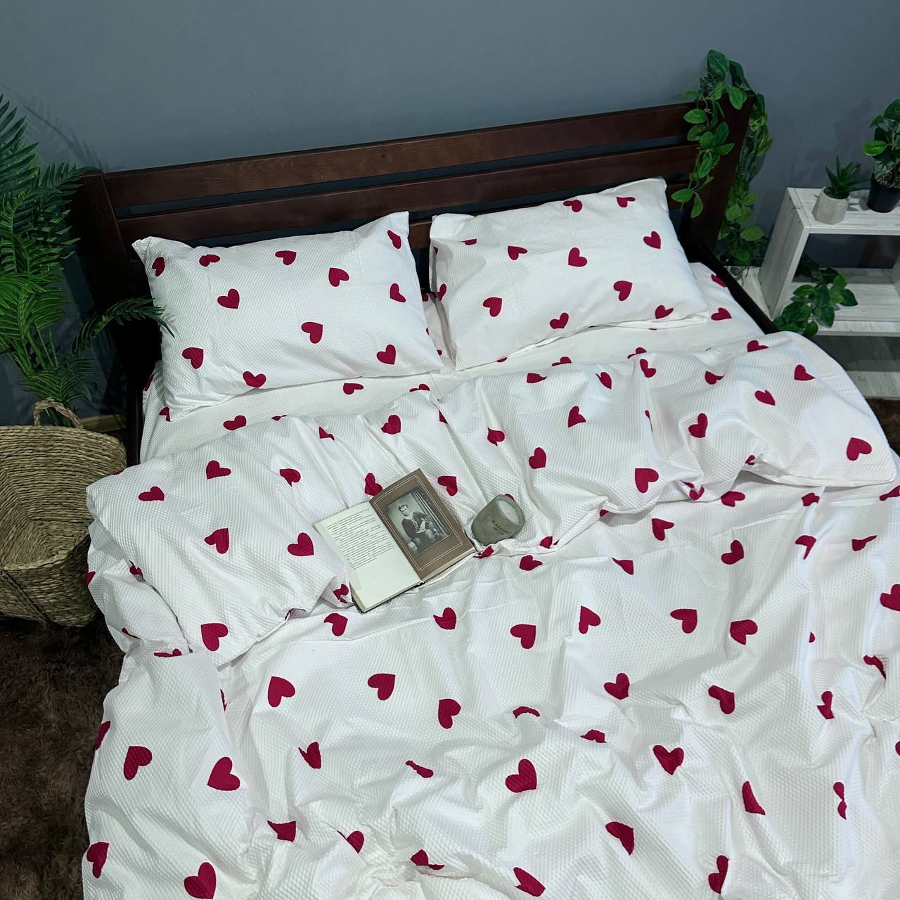 Постільна білизна хрустка Сердечка з мікросатину жатки