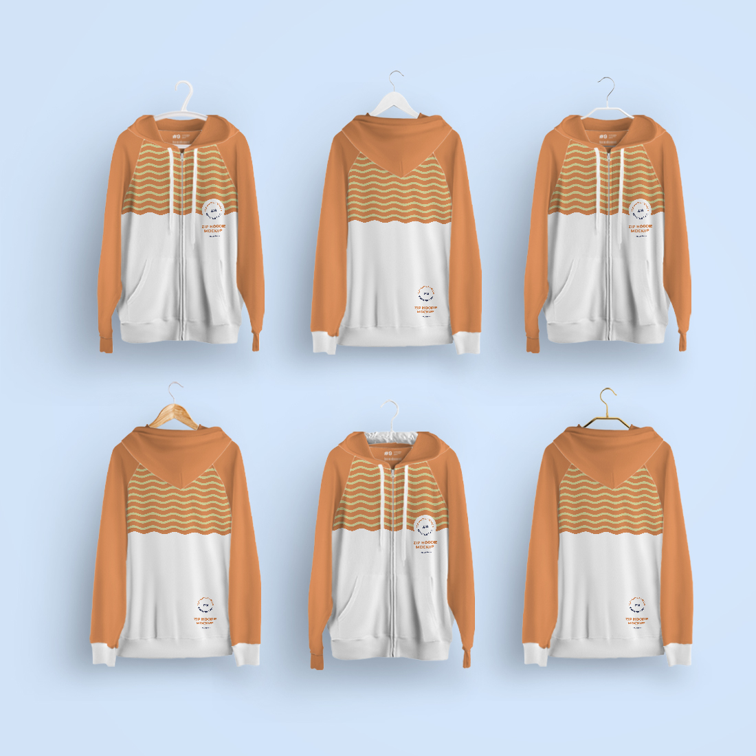2 Mockups Zip Hoodie On 6 Different Hangers