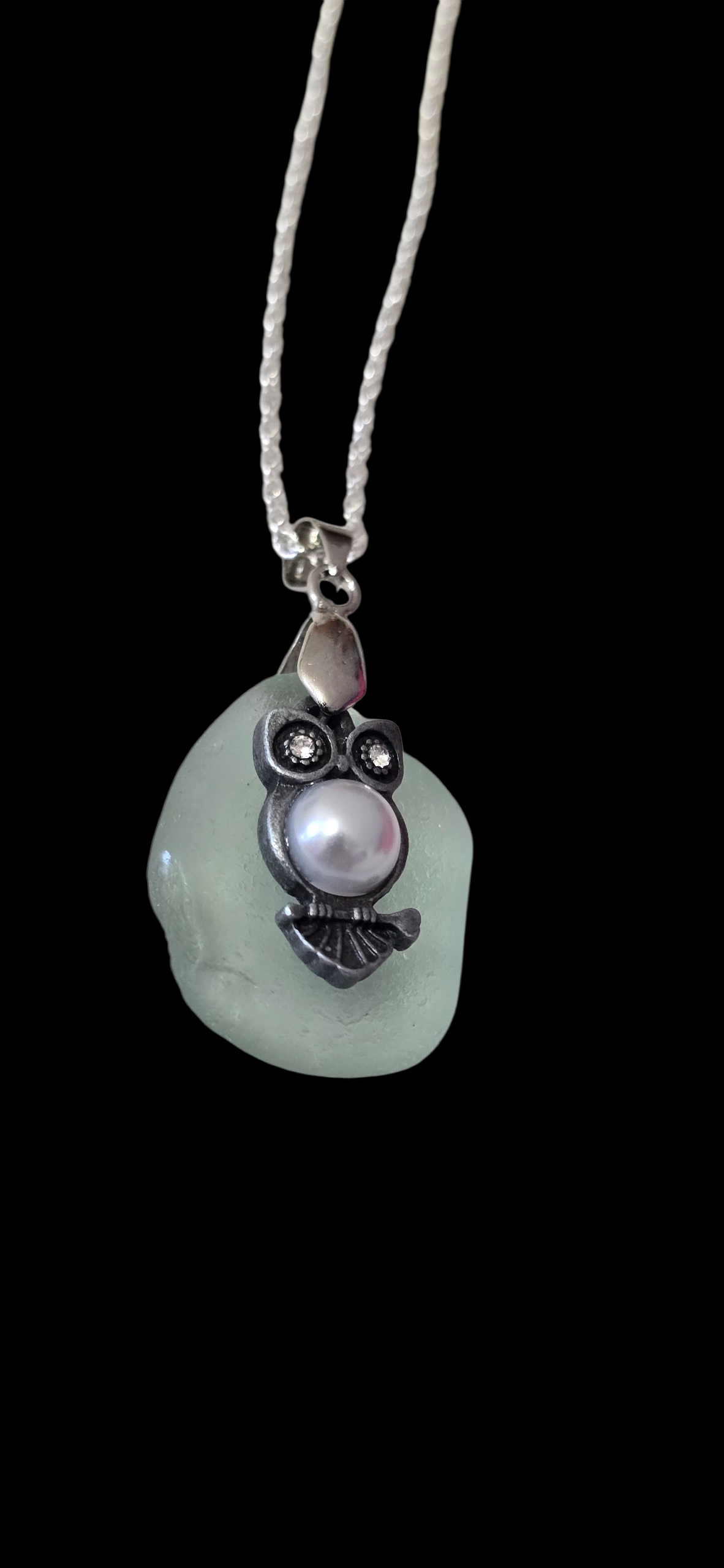 Pale Pearl Sea Glass Necklace