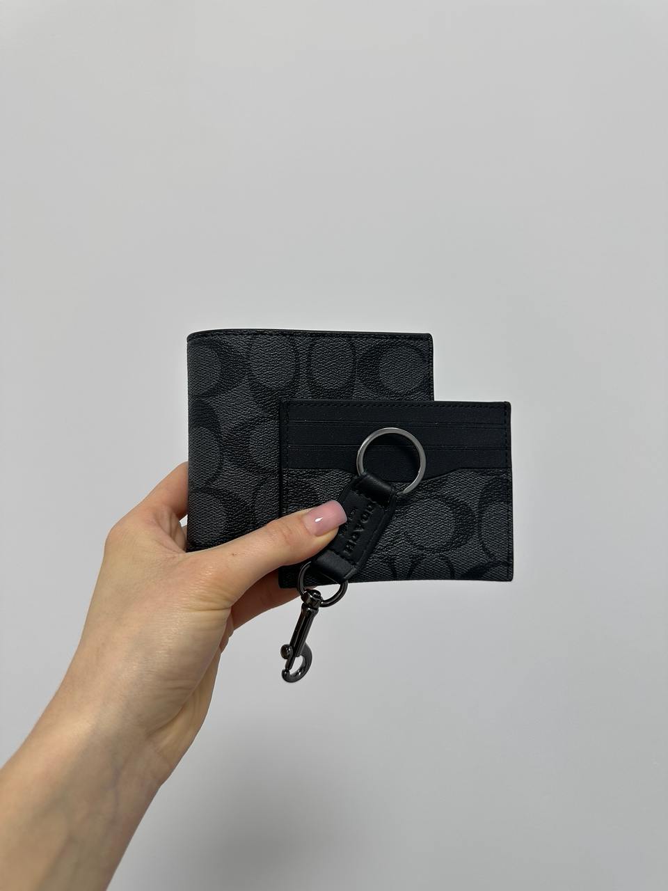 Coach Boxed 3 In 1 Wallet Gift Set In Signature Canvas Black Logo