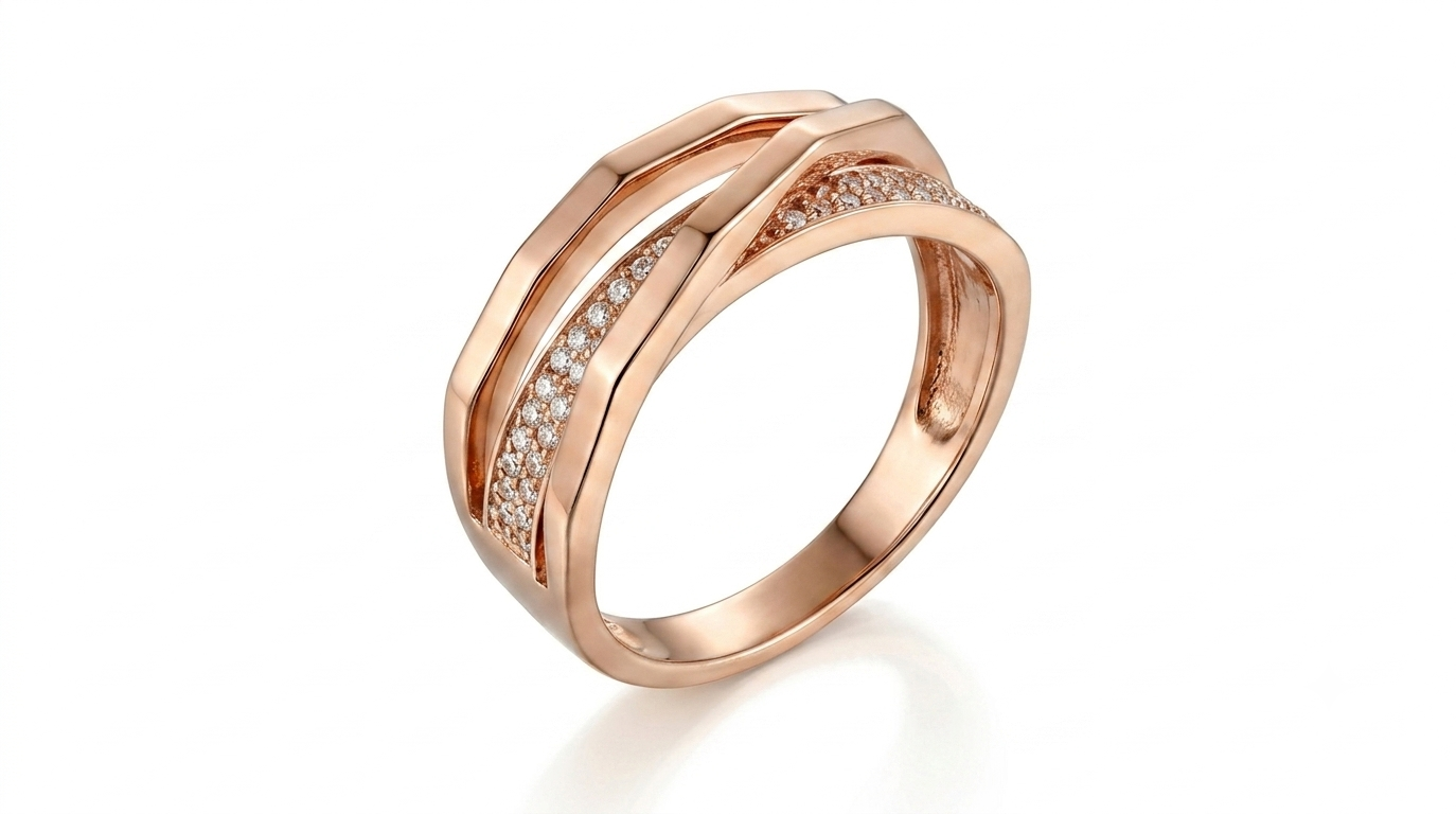 Golden Wave – Ring aus 585er Gold mit Zirkonia