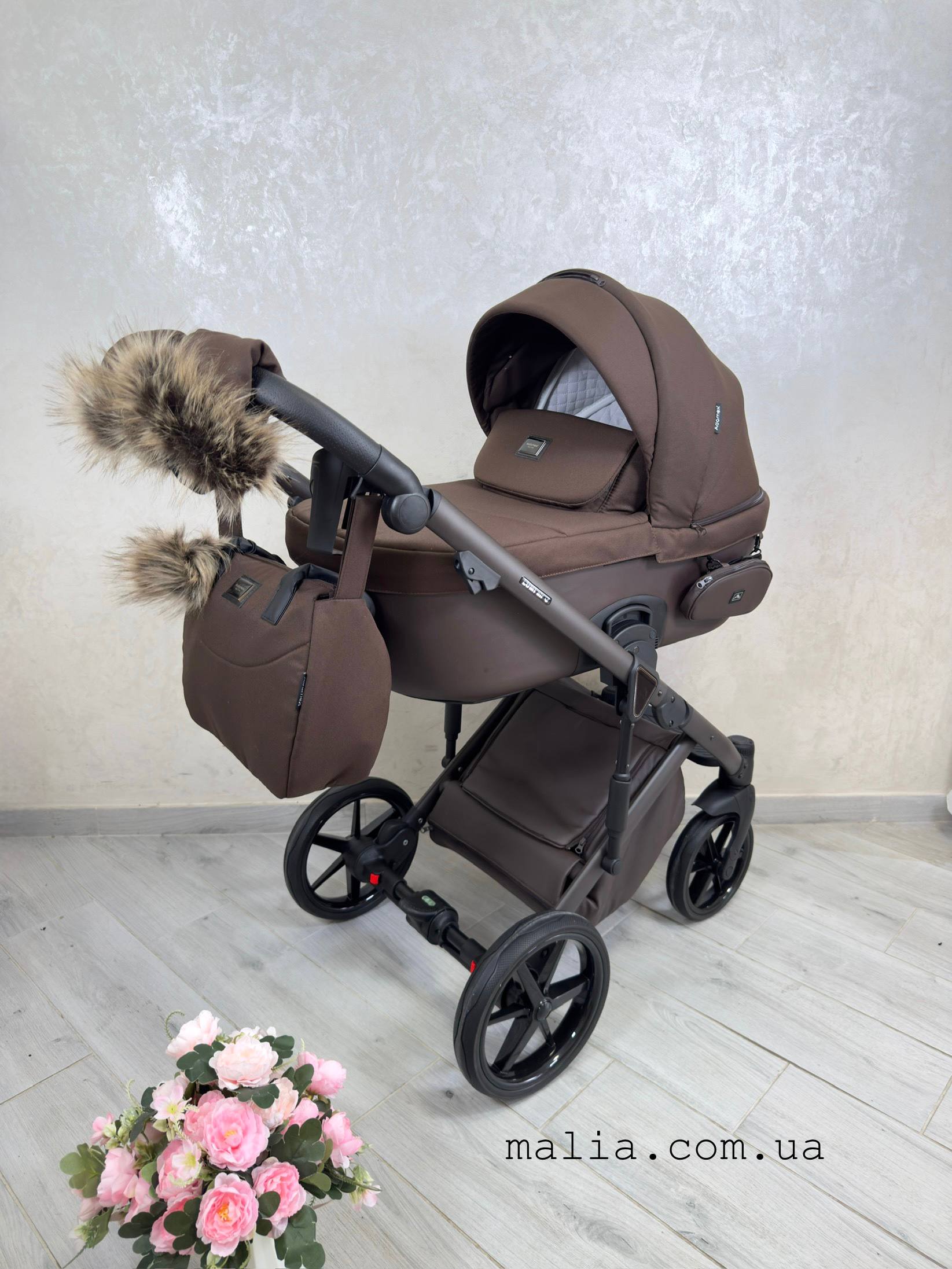 Коляска 2 в 1 Adamex Lumi Natura 17 Coffe