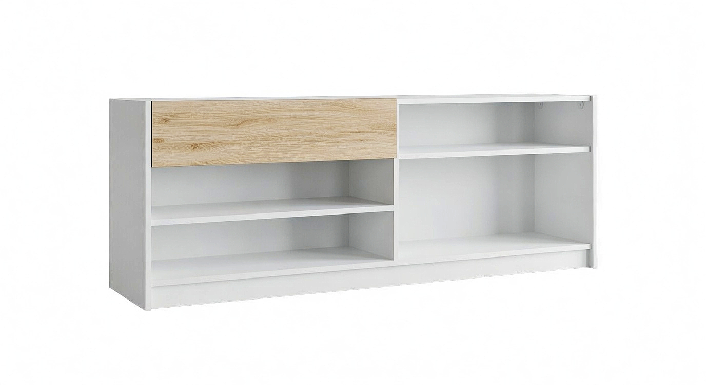 Широкий комод з висувною шухлядою та відкритими полицями