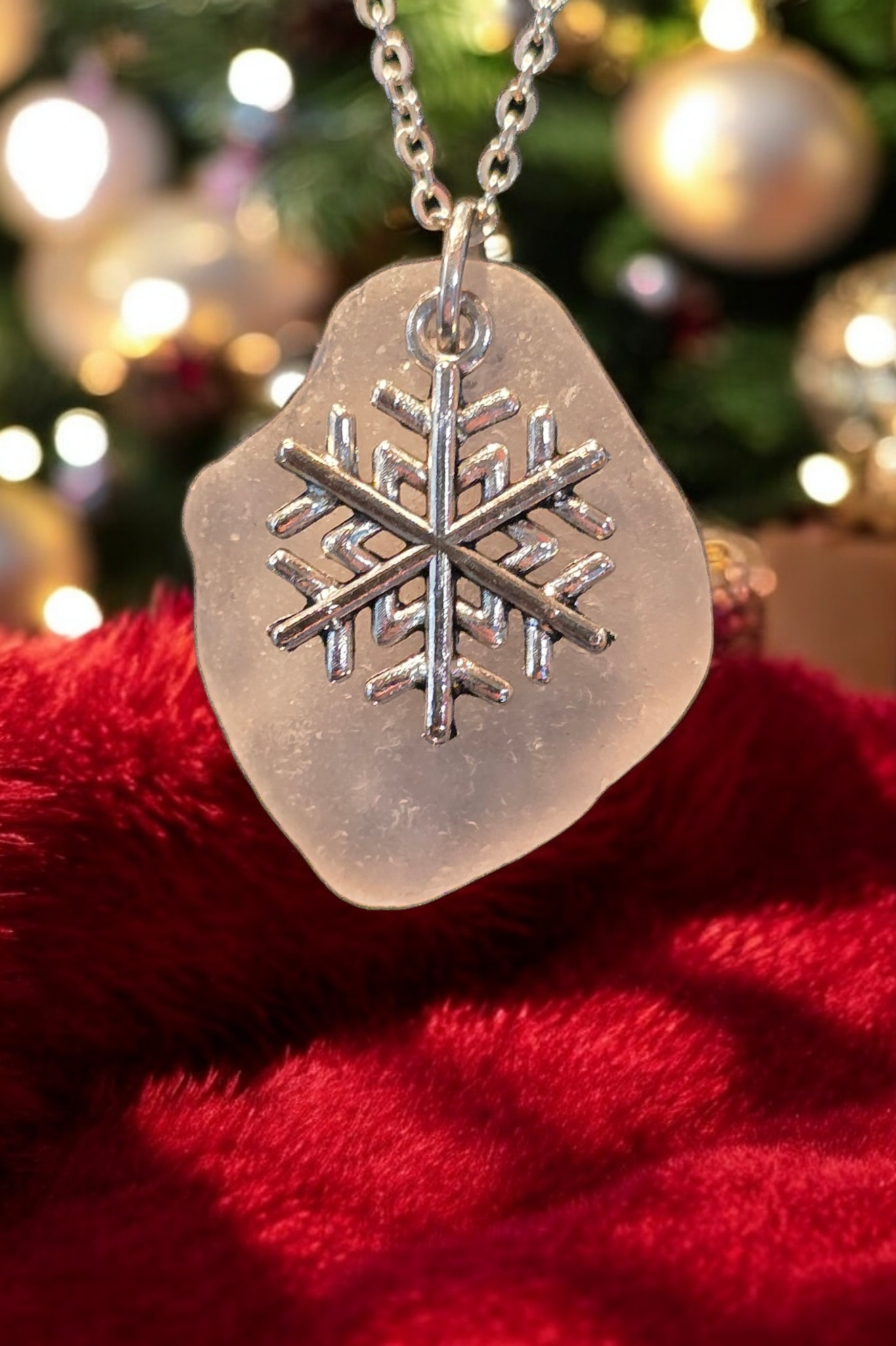 Snowflake Sea Glass Necklace