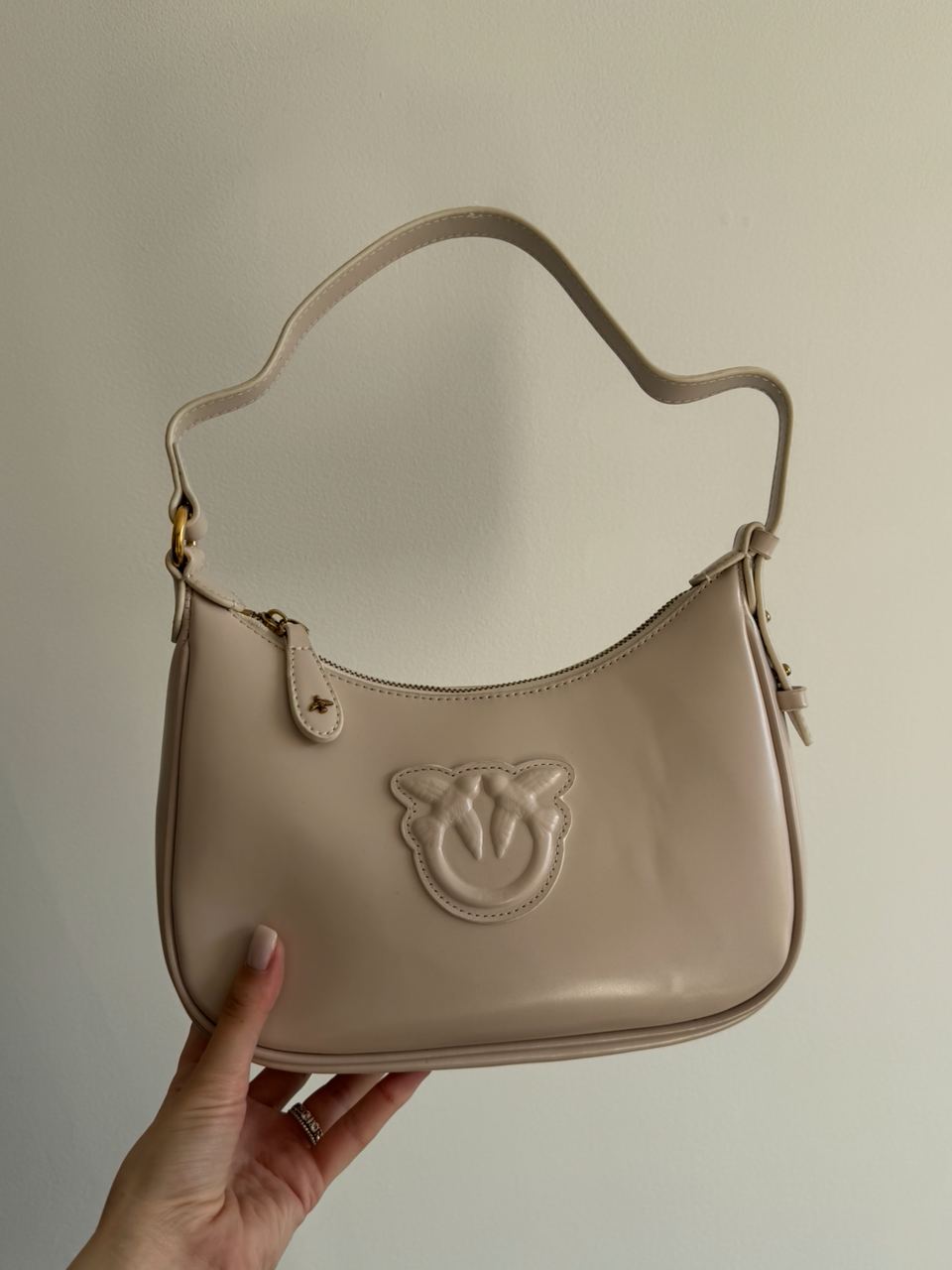 Pinko Half Moon Bag Simply Cream With Leather Buckle