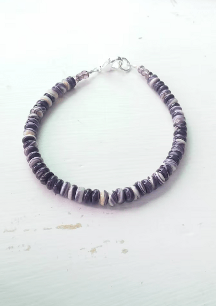 All Wampum Necklace with 6mm Barrel Beads