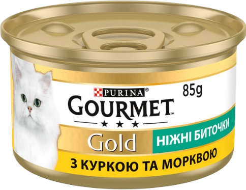 Вологогий корм для котів Пуріна Гурме Голд (Purina Gourmet Gold) ніжні биточки з куркою та морквою, 85 г