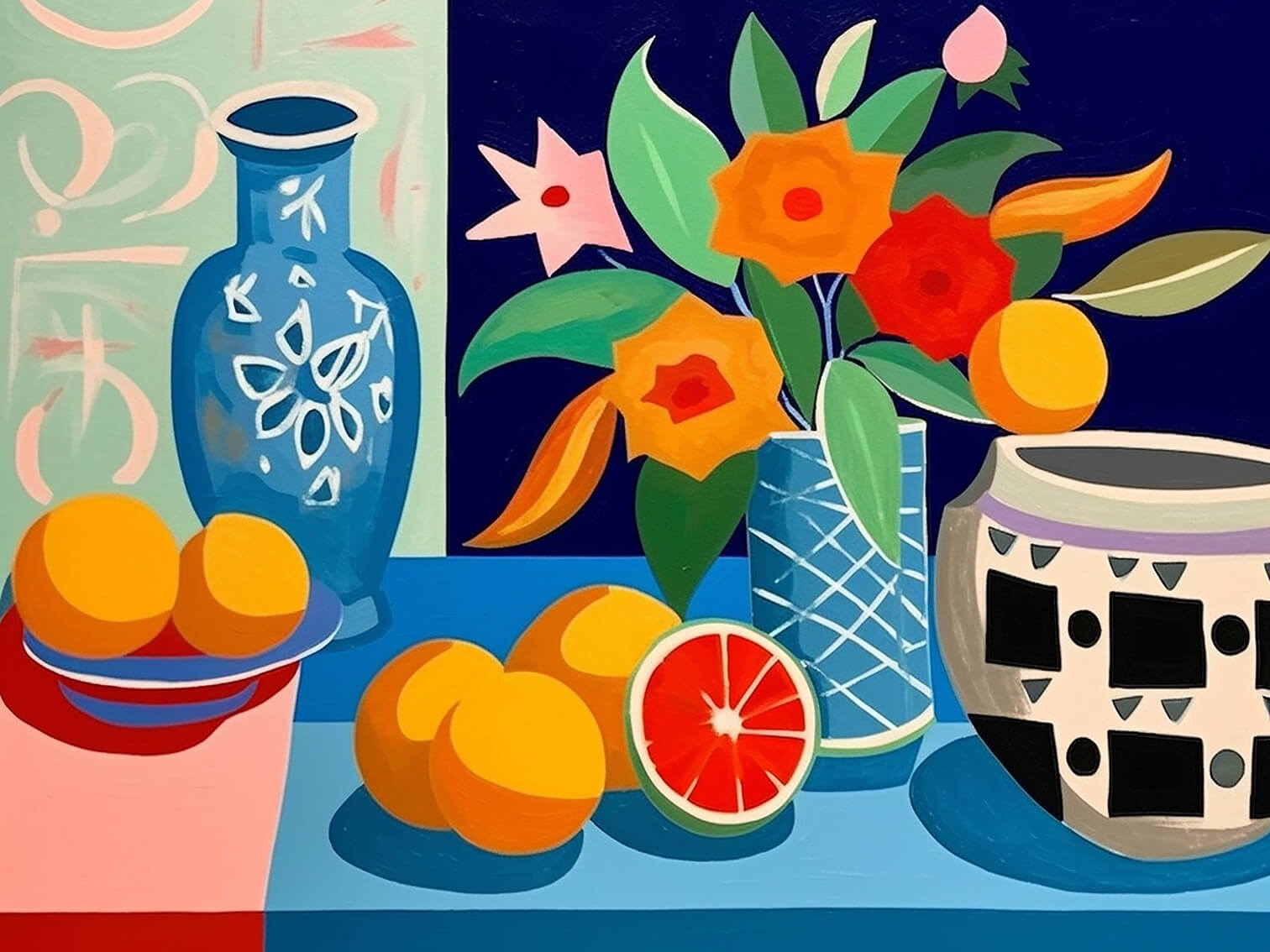 Vibrant still life 3, 60x80 cm, original acrylic painting on canvas